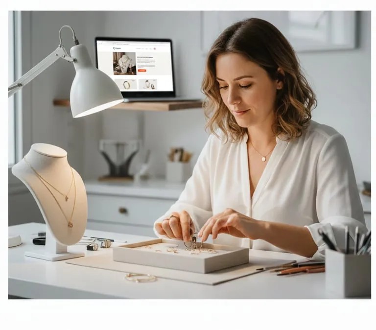 Créatrice de sites travaillant sur un projet à son bureau