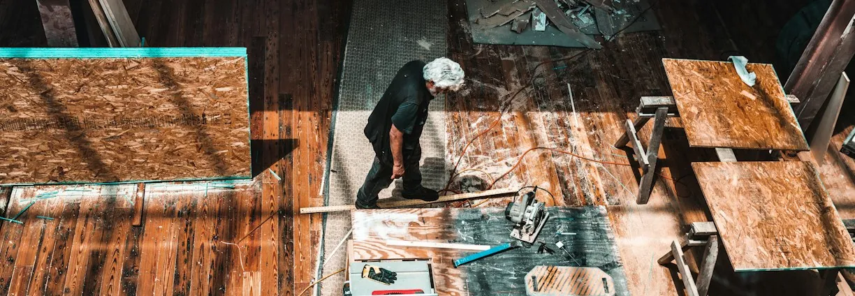 Atelier de menuiserie vu d'en haut