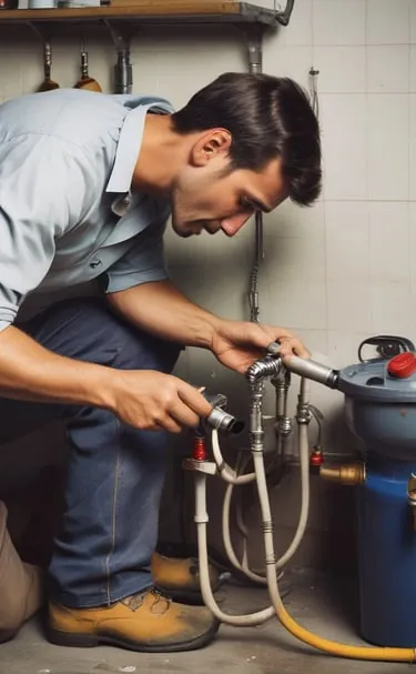 Plombier intervenant sur une installation de chauffage